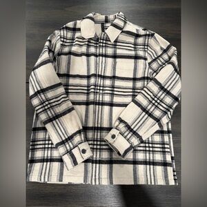 Men’s Express Black and Cream Plaid Shirt Jacket “Shacket” Large
